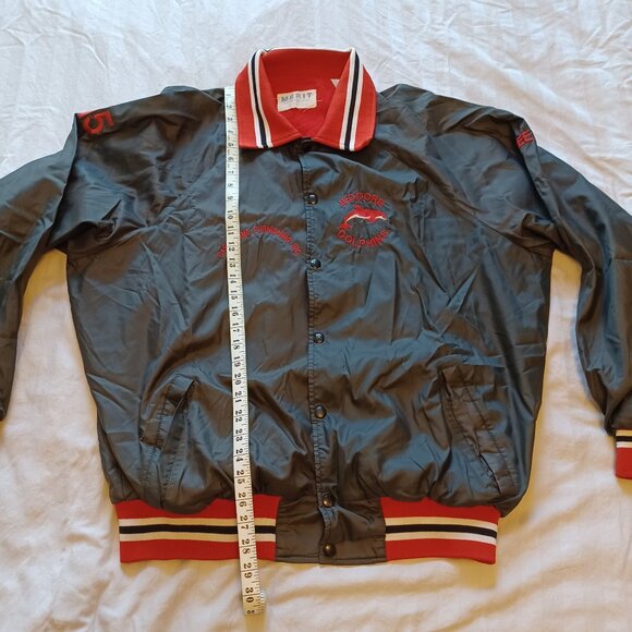 Vintage 1980s Merit Sportswear Jeddore Dolphins Swim Team Light Bomber Jacket - Picture 15 of 16